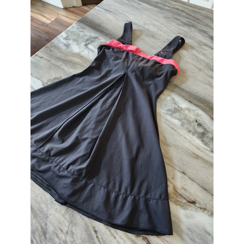 RARE Vintage Y2K Nike Fit Dry Tennis Dress Black Pink Bow Accent Tennis XS